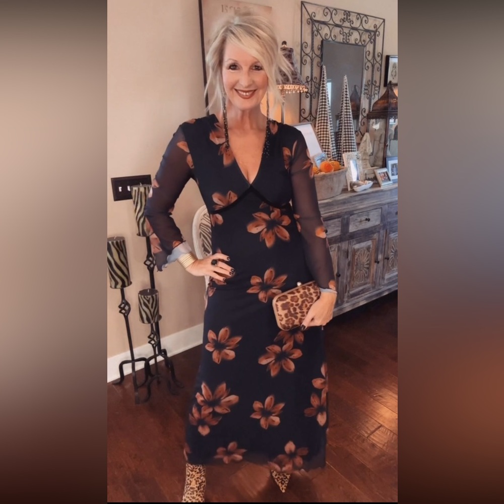 Floral Black Mesh Dress